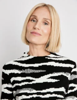 Gerry Weber Pullover In Jaquard-Strick Mit Kurzem Stehkragen -Feine Mode pullover in jaquard strick mit kurzem stehkragen 100