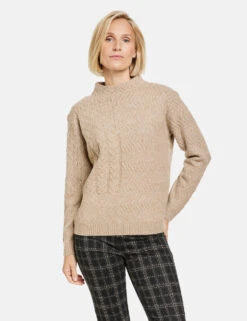 Gerry Weber Pullover Mit Turtleneck Und Strick-Muster -Feine Mode pullover mit turtleneck und strick muster 01