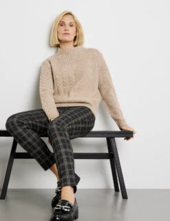 Gerry Weber Pullover Mit Turtleneck Und Strick-Muster -Feine Mode pullover mit turtleneck und strick muster 102