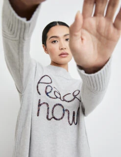 Taifun Pullover Mit Wording-Stickerei -Feine Mode pullover mit wording stickerei 100