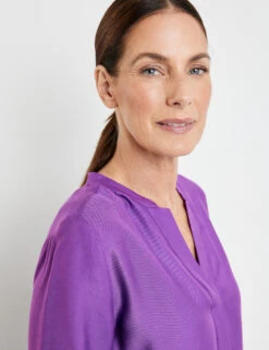 Gerry Weber Schlichte Langarmbluse Mit Tunika-Ausschnitt -Feine Mode schlichte langarmbluse mit tunika ausschnitt 100