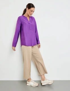 Gerry Weber Schlichte Langarmbluse Mit Tunika-Ausschnitt -Feine Mode schlichte langarmbluse mit tunika ausschnitt 102