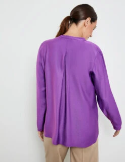 Gerry Weber Schlichte Langarmbluse Mit Tunika-Ausschnitt -Feine Mode schlichte langarmbluse mit tunika ausschnitt 104