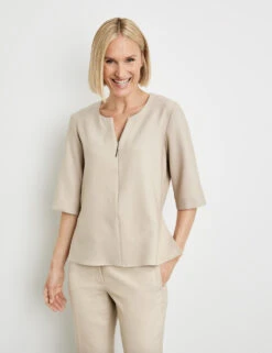 Gerry Weber Schlichtes Blusenshirt Mit Frontzipper