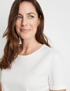 Gerry Weber Schlichtes T-Shirt Mit Logostickerei 11 Gerry Weber Schlichtes T-Shirt Mit Logostickerei -Feine Mode schlichtes t shirt mit logostickerei 100