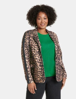 Scuba-Blazer Mit Leo-Dessin -Feine Mode scuba blazer mit leo dessin 01