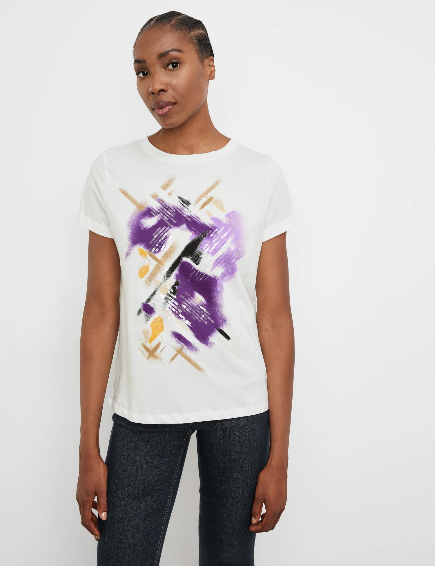 Gerry Weber T-Shirt Mit Frontprint Und Pailletten 3 Gerry Weber T-Shirt Mit Frontprint Und Pailletten