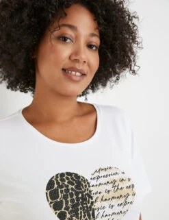 T-Shirt Mit Herz-Print -Feine Mode t shirt mit herz print 100