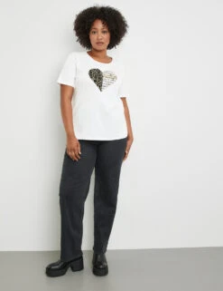 T-Shirt Mit Herz-Print -Feine Mode t shirt mit herz print 102